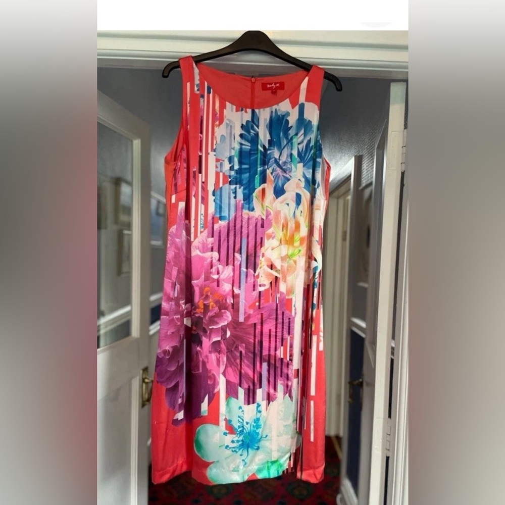 René Derhy Colorful Pink Sleeveless Silk Slip Dress